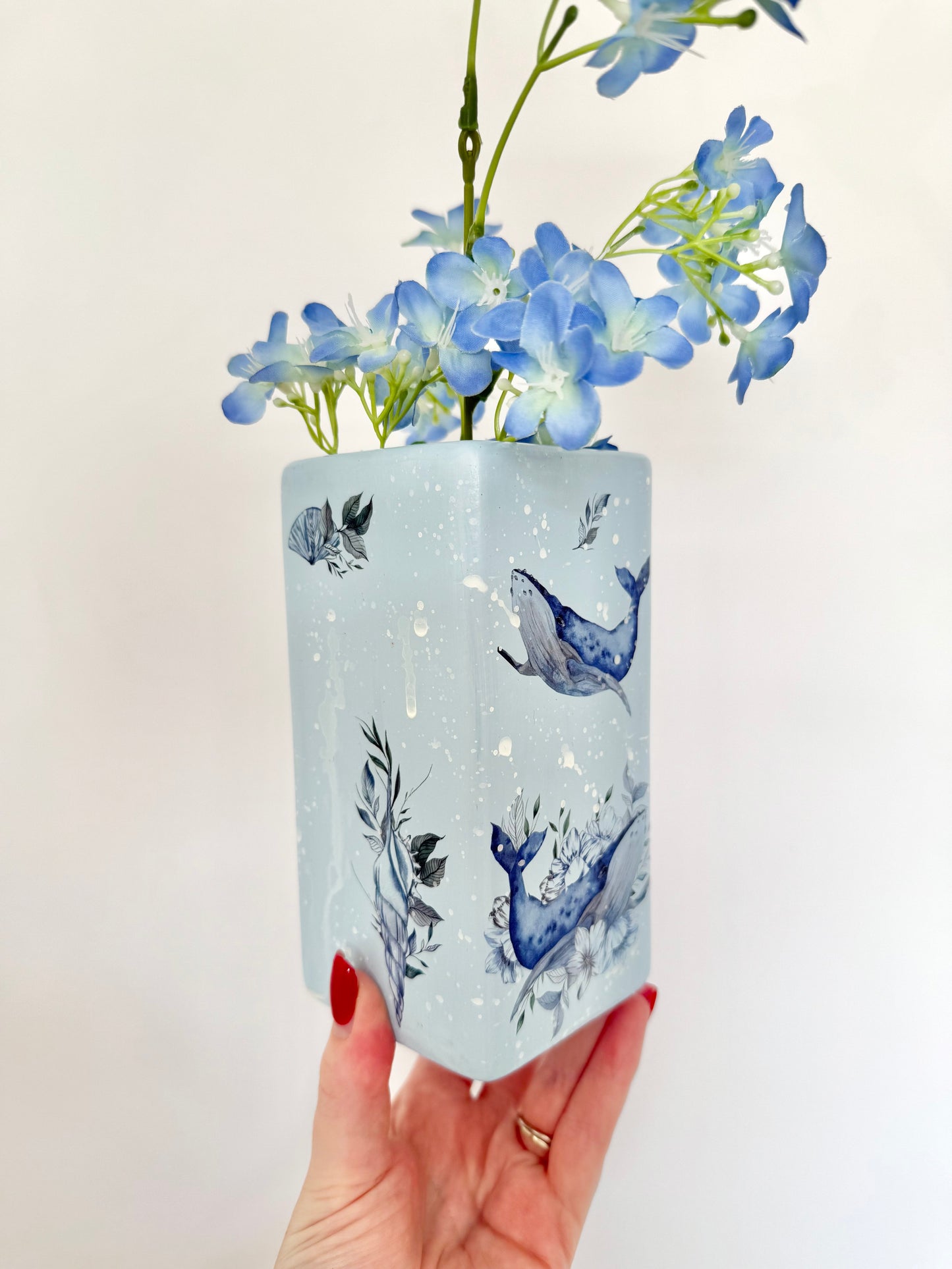 Humpback Whale Ceramic Vase Pastel Blue