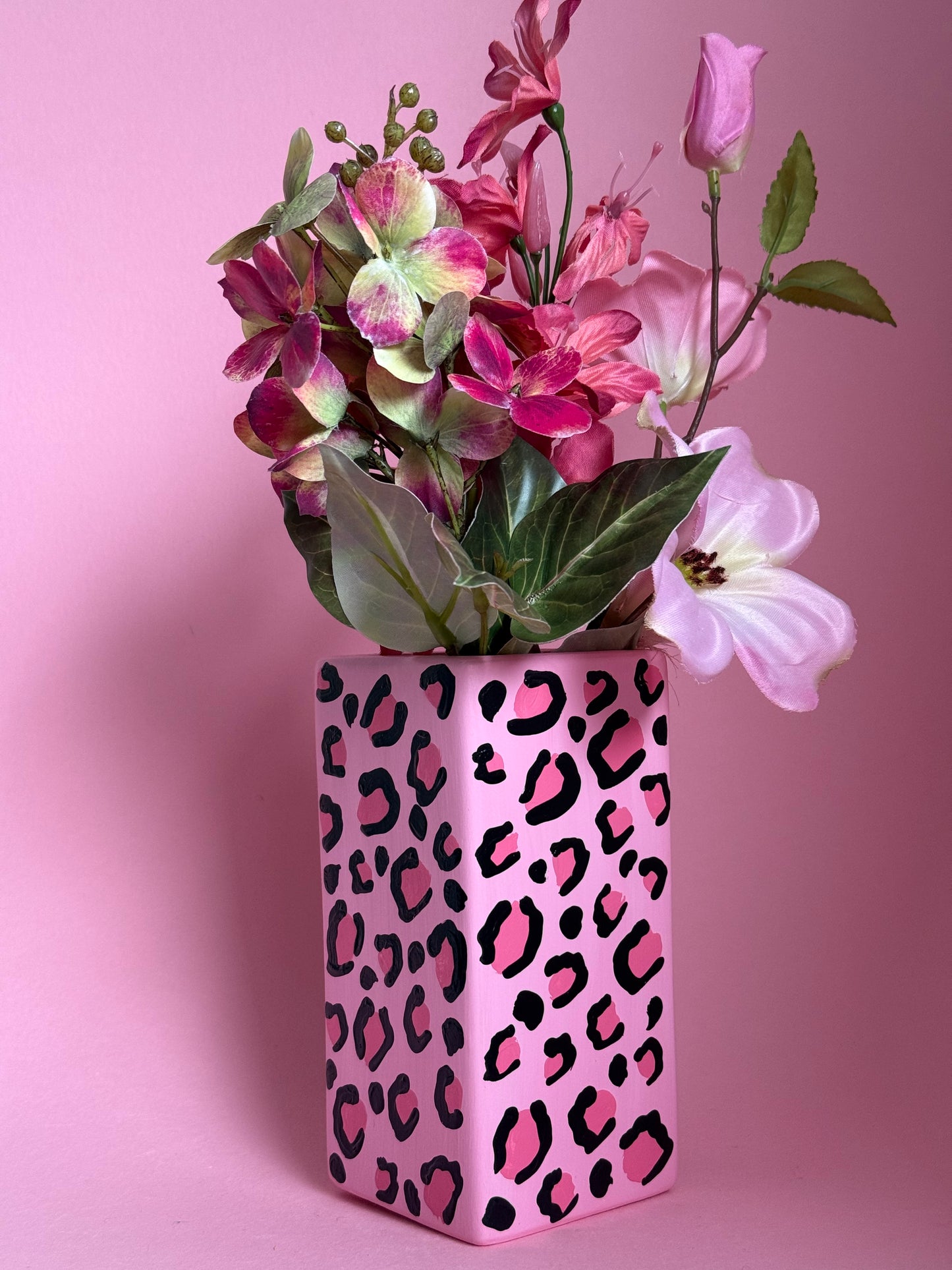 Pink Leopard Print Ceramic Vase