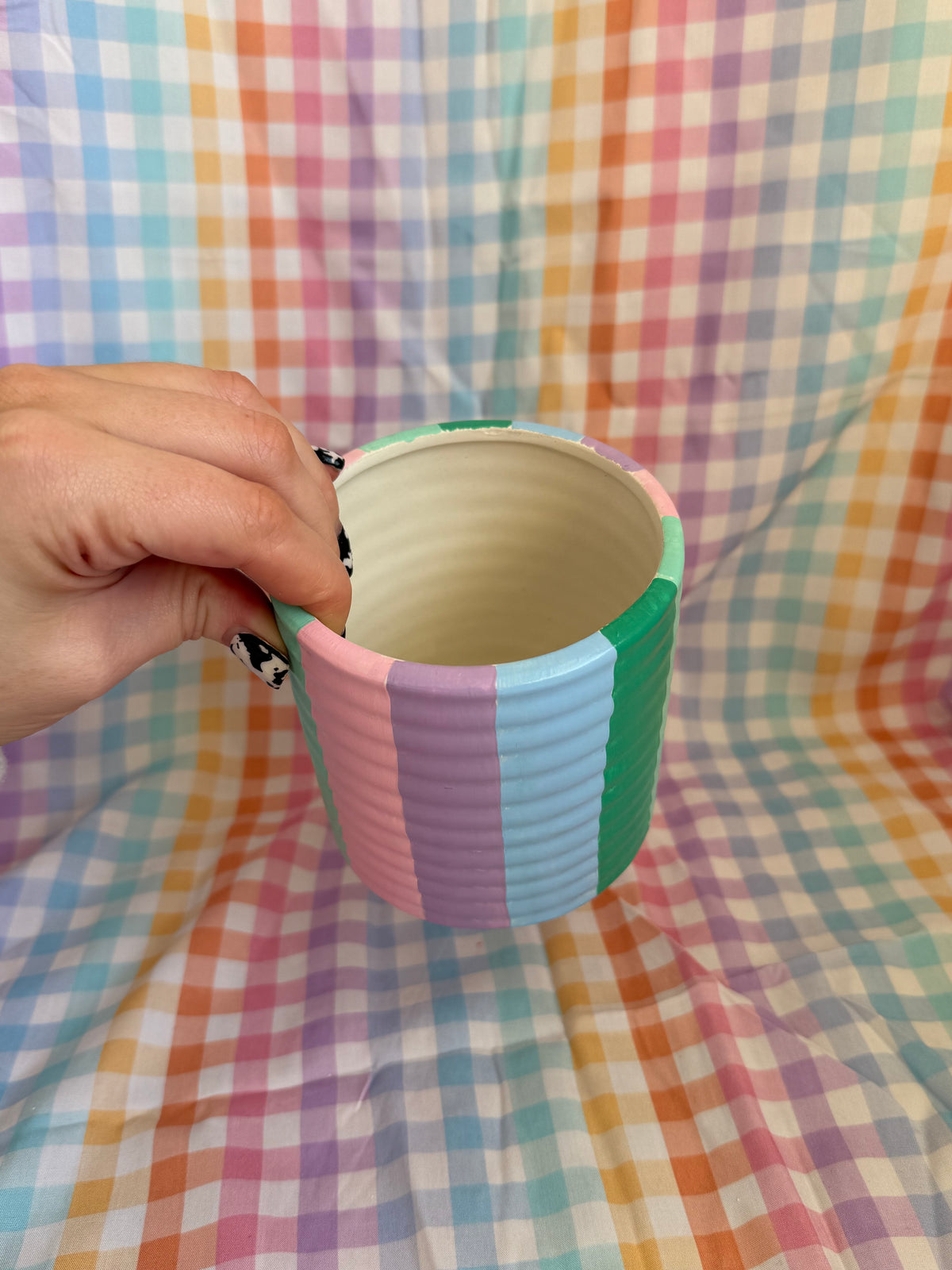 Pastel Cloud Stripe Plant Pot