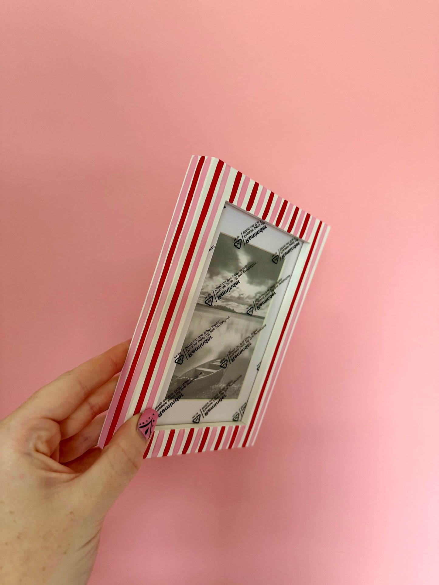 Red & Pink Stripe Photo Frame