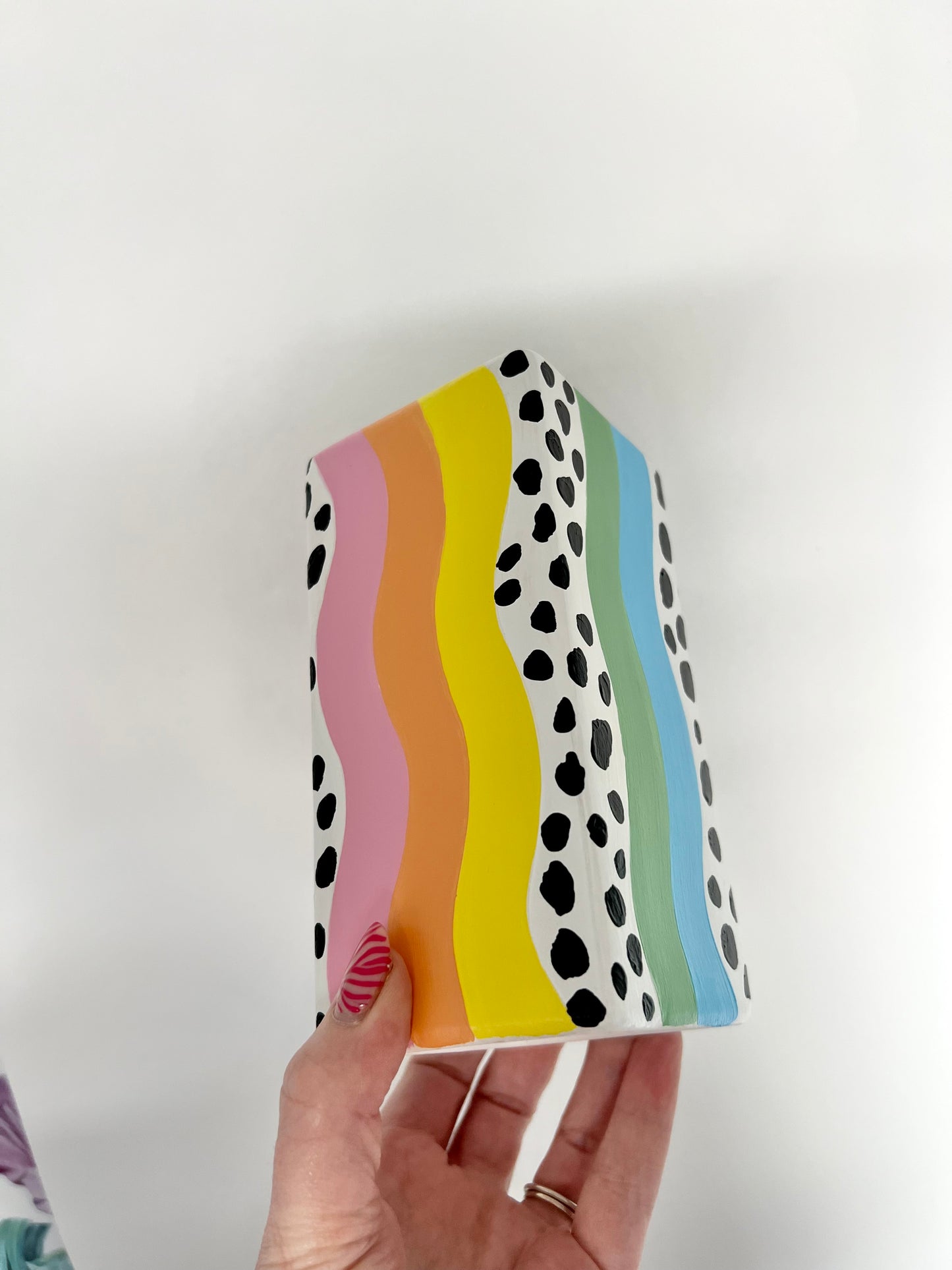 Rainbow Dalmation Wavy Vase