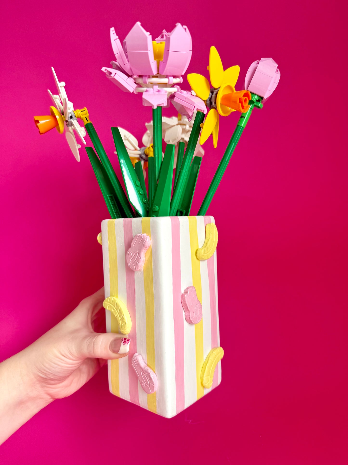 Banana & Shrimp Stripe Ceramic Vase