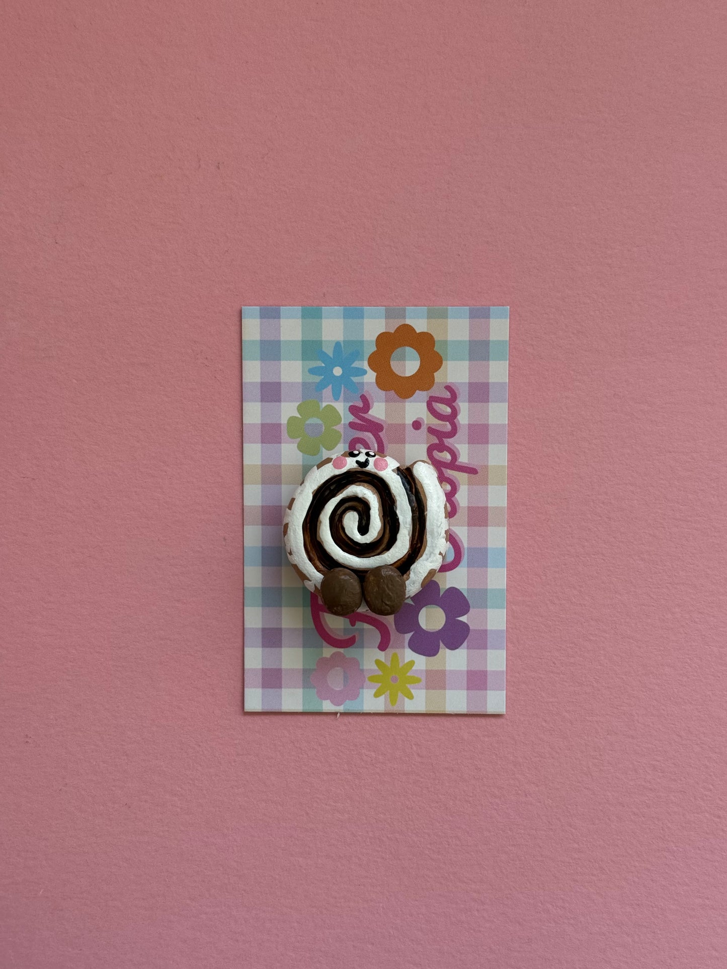 Cinnamon Roll Bun Magnet Hand Painted Clay
