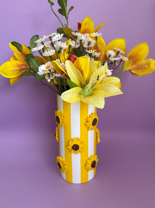 Sunflower Stripe Ceramic Vase