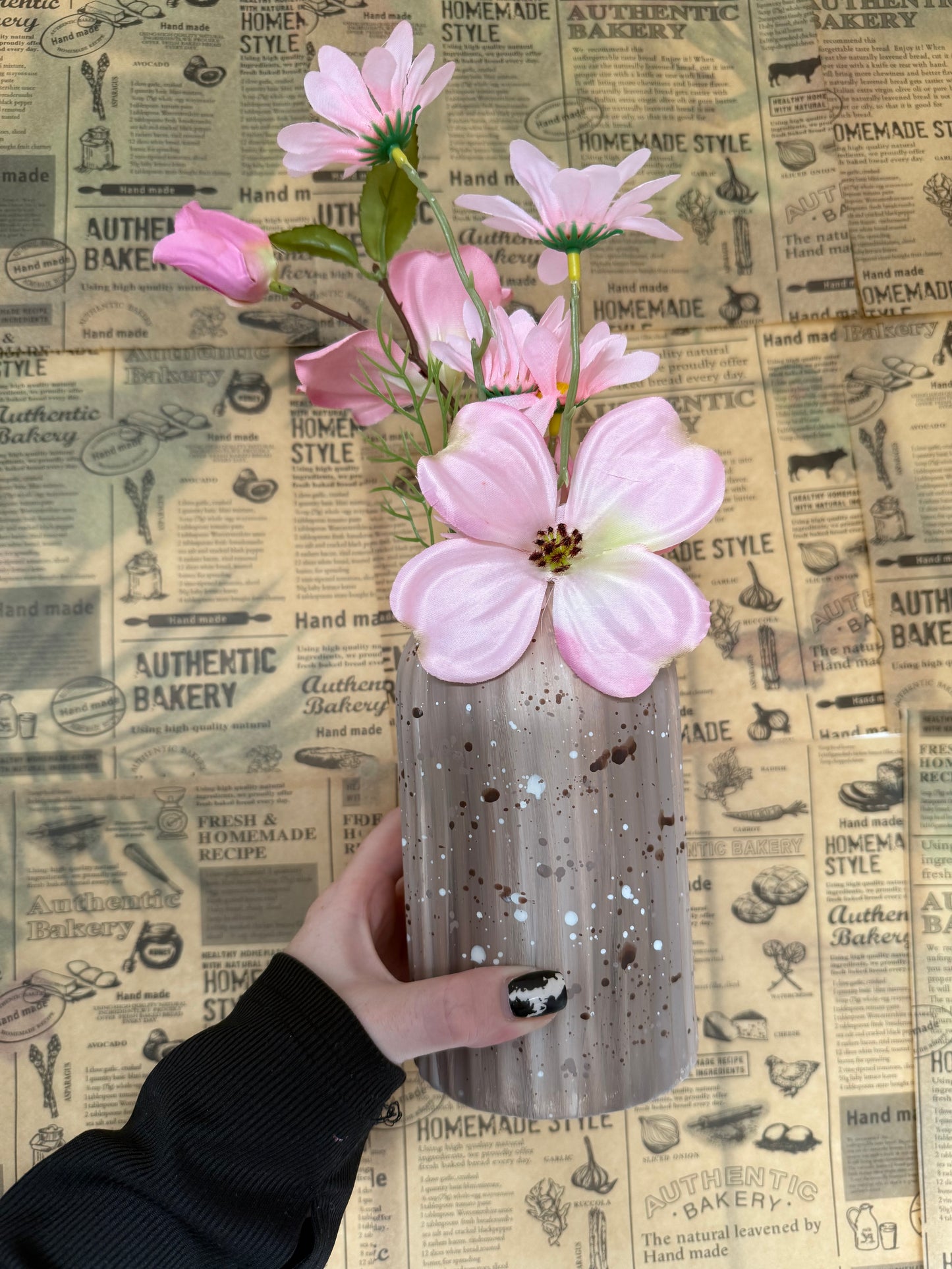 Coffee Stripe Ceramic Vase