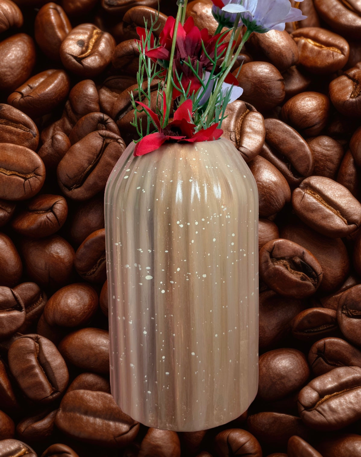 Coffee Stripe Ceramic Vase