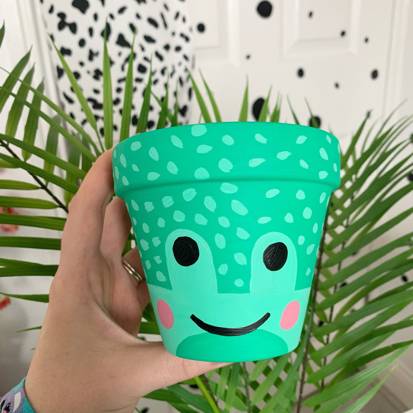 Hand Painted Frog Plant Pot