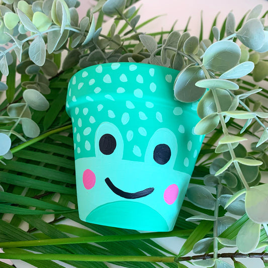 Hand Painted Frog Plant Pot