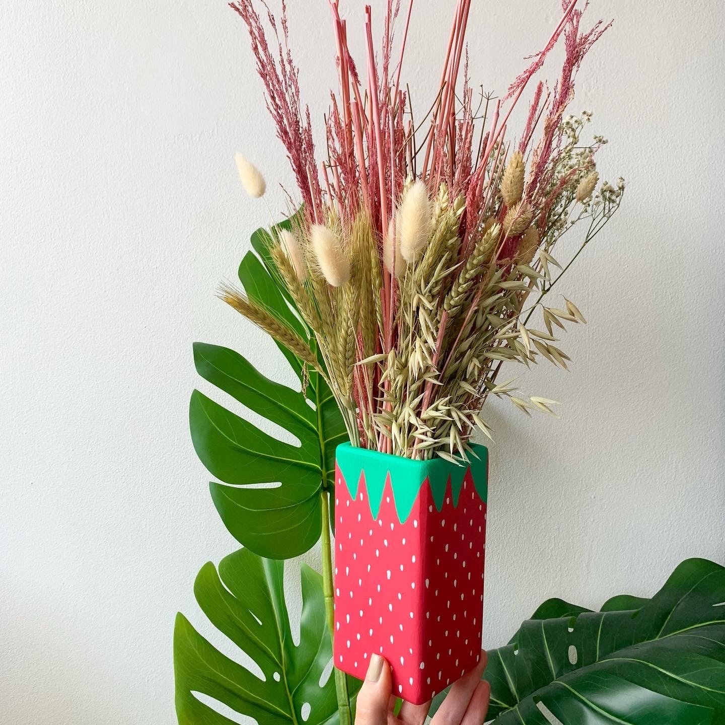 Hand Painted Strawberry Ceramic Flower Vase