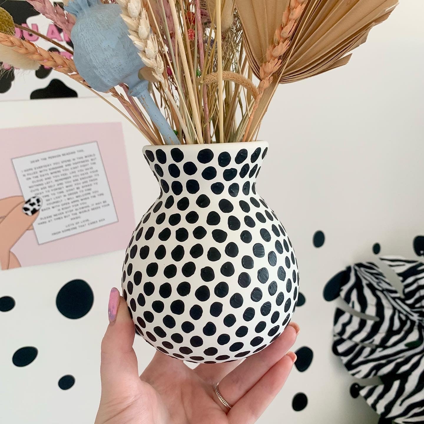 Hand Painted Dalmatian Print Ceramic Bubble Vase