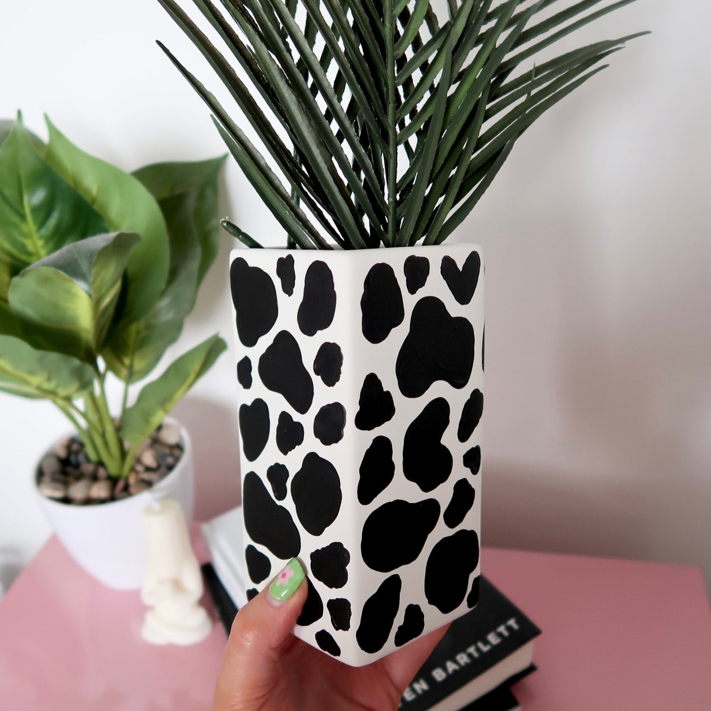 Hand Painted Cow Print Ceramic Flower Vase