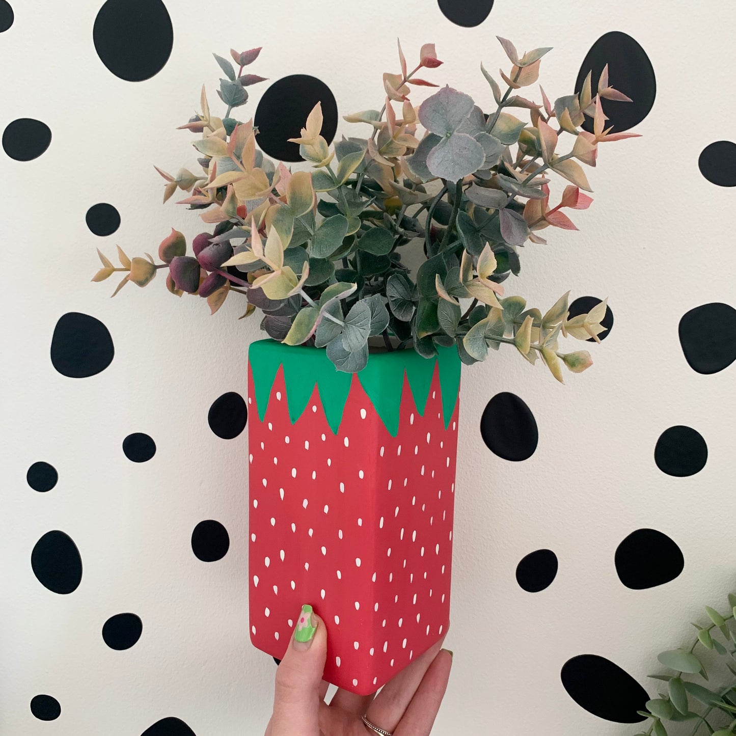 Hand Painted Strawberry Ceramic Flower Vase