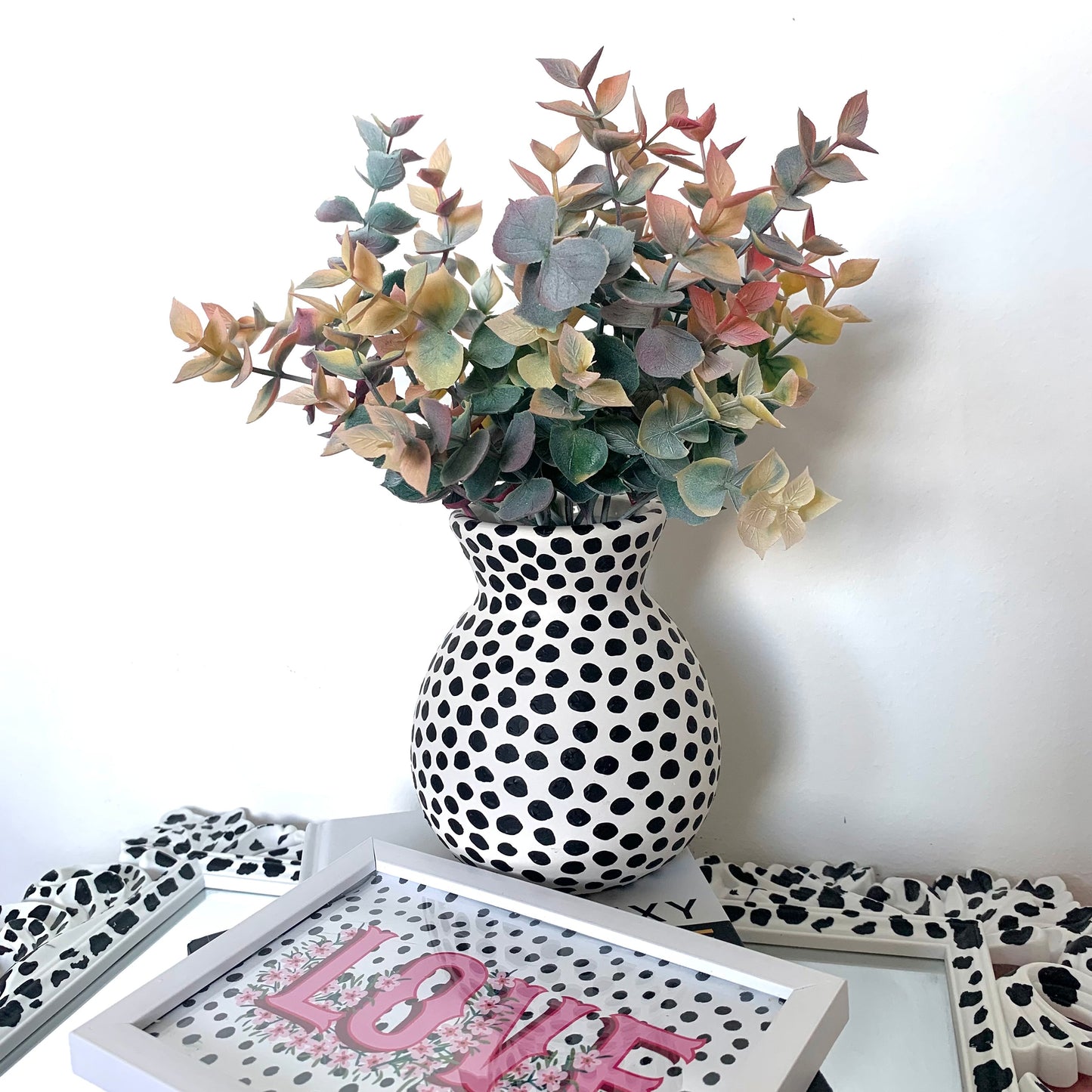 Hand Painted Dalmatian Print Ceramic Bubble Vase