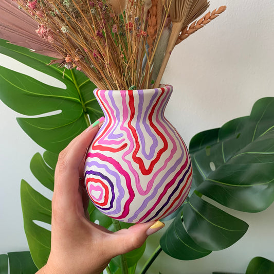 Hand Painted Pink Swirl Pattern Ceramic Vase