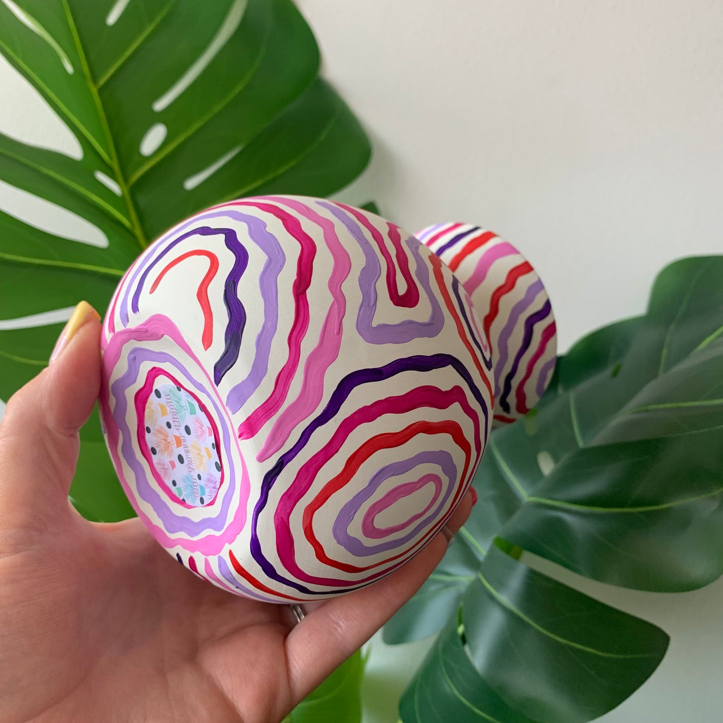 Hand Painted Pink Swirl Pattern Ceramic Vase