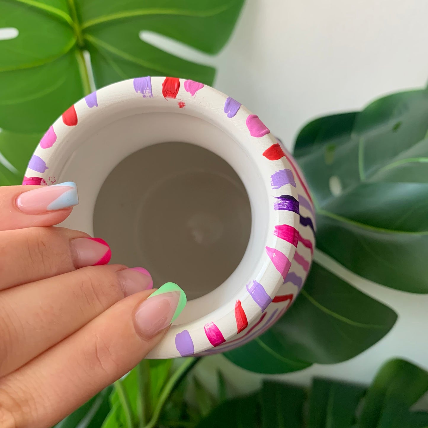 Hand Painted Pink Swirl Pattern Ceramic Vase