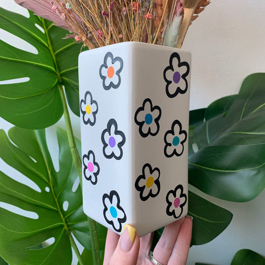 Hand Painted Retro Flower Ceramic Vase