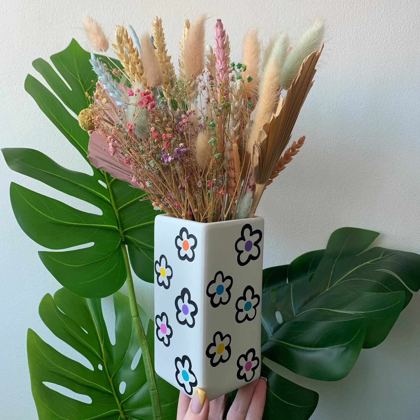 Hand Painted Retro Flower Ceramic Vase