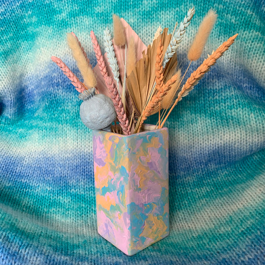 Hand Painted Pastel Ceramic Vase