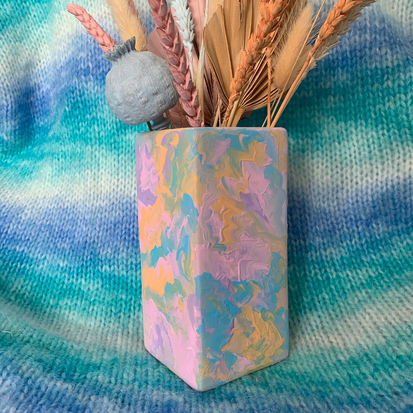 Hand Painted Pastel Ceramic Vase