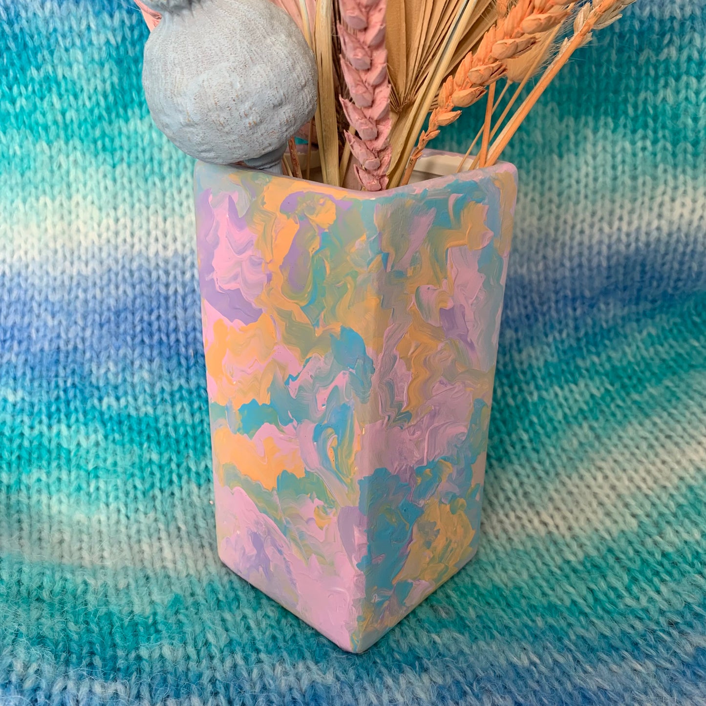 Hand Painted Pastel Ceramic Vase