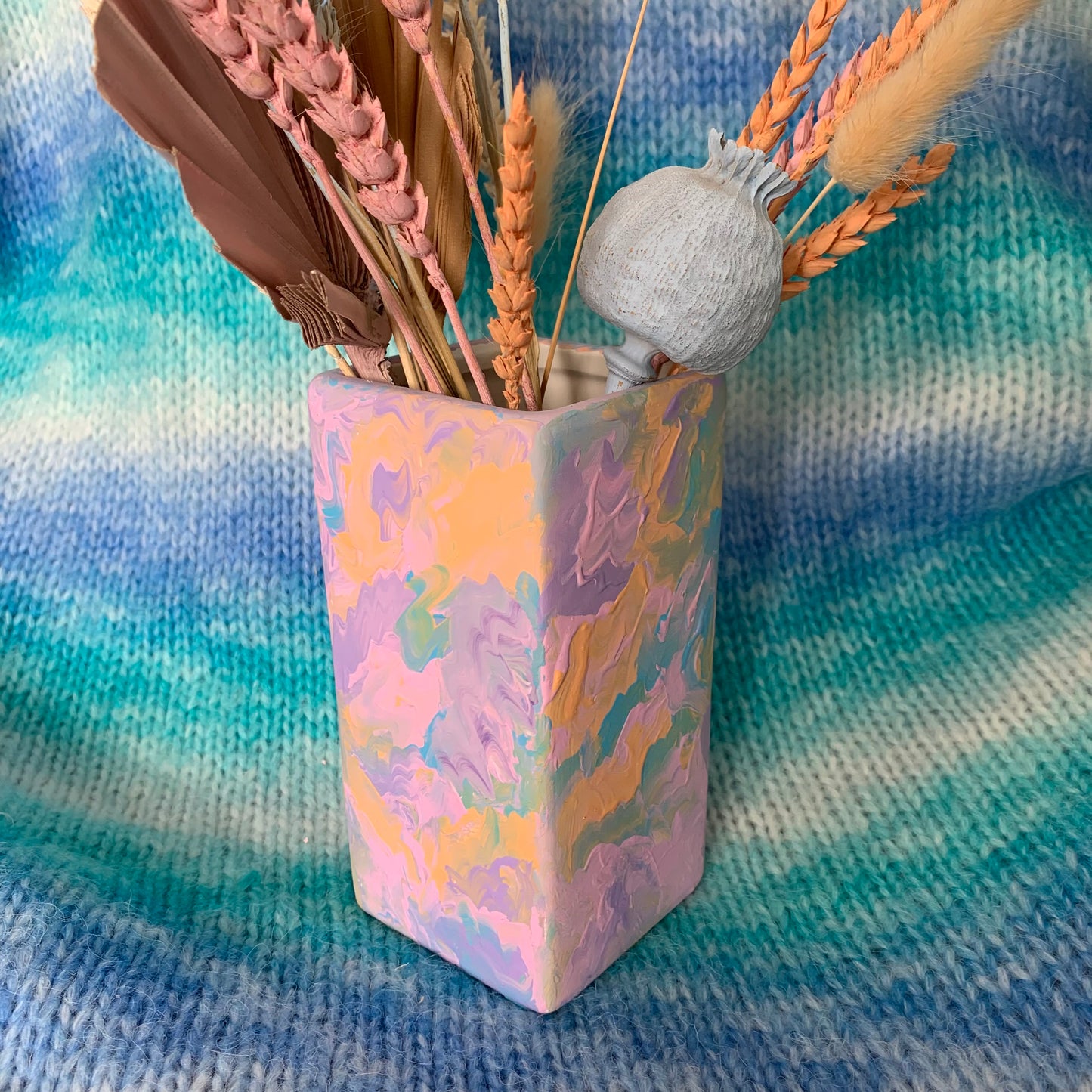 Hand Painted Pastel Ceramic Vase