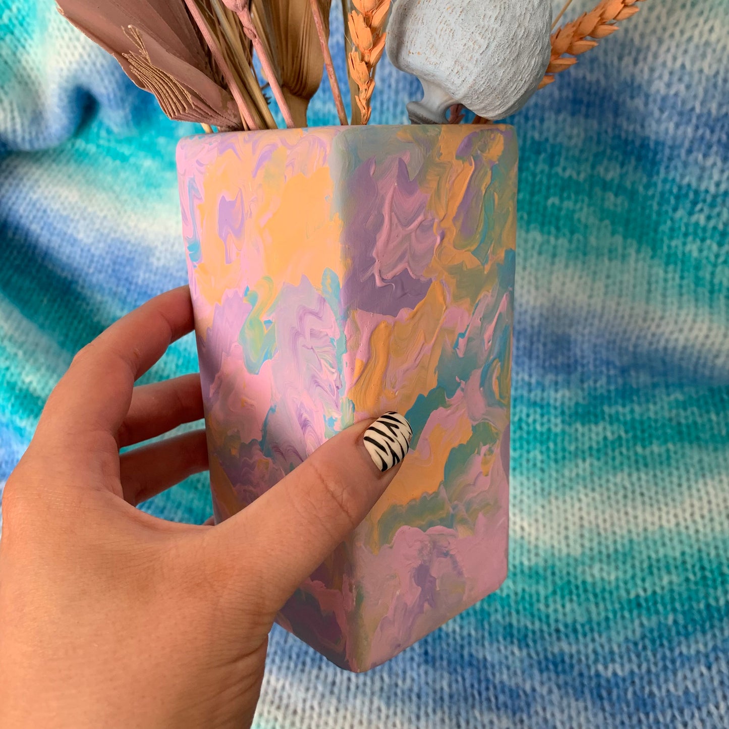 Hand Painted Pastel Ceramic Vase