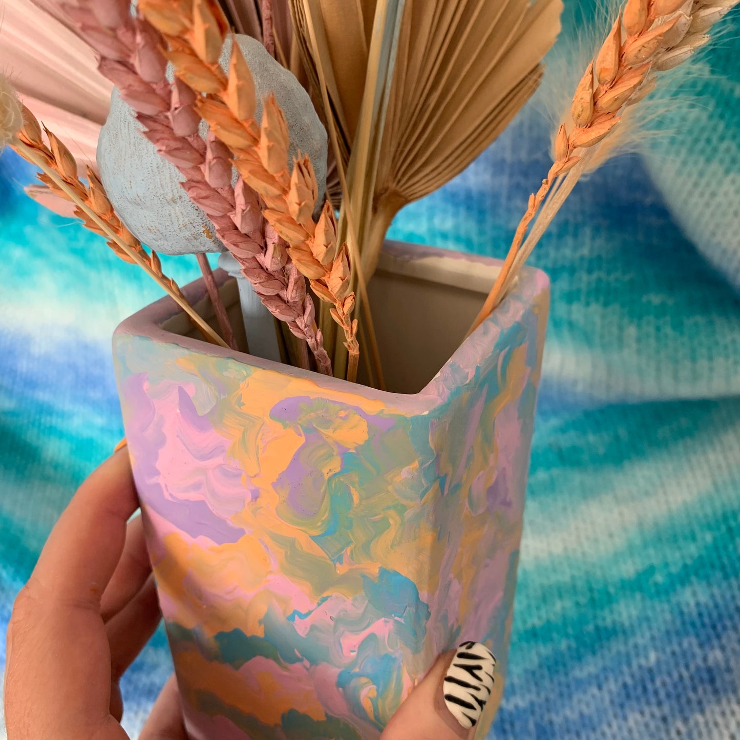 Hand Painted Pastel Ceramic Vase