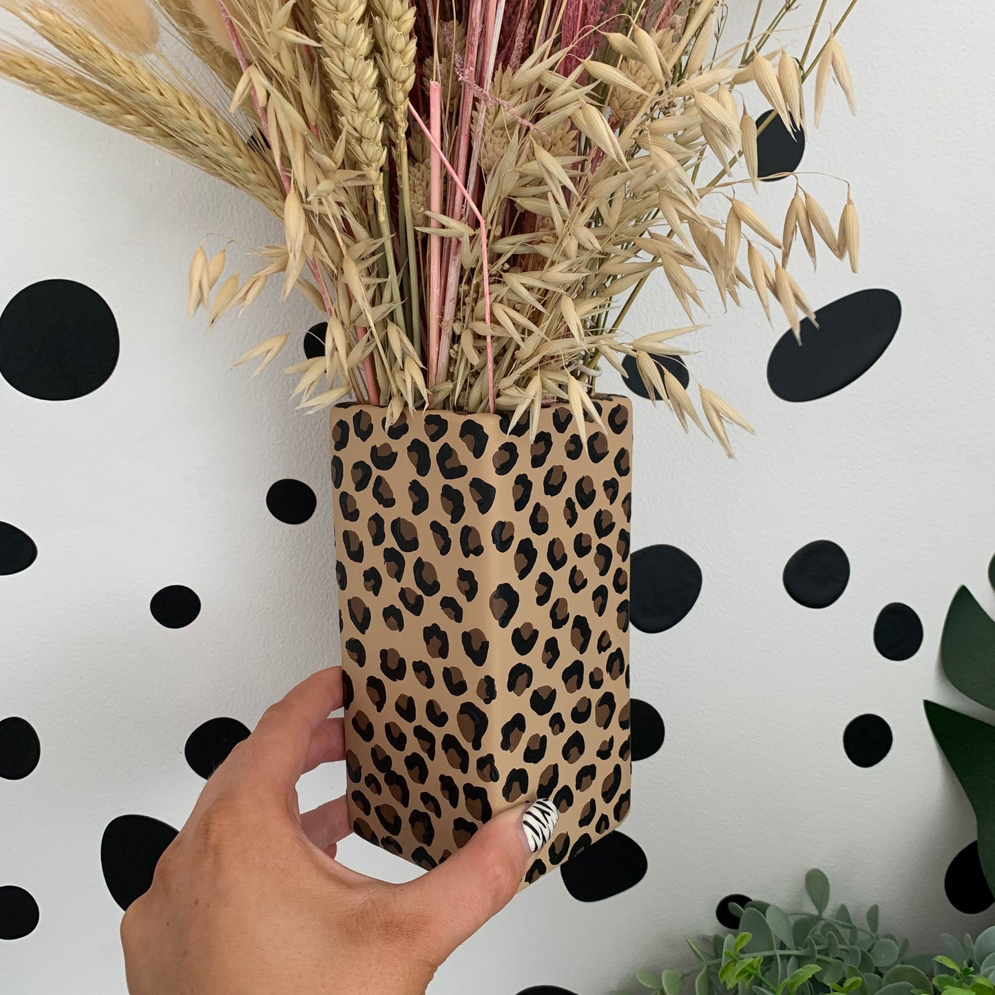 Hand Painted Leopard Print Ceramic Vase