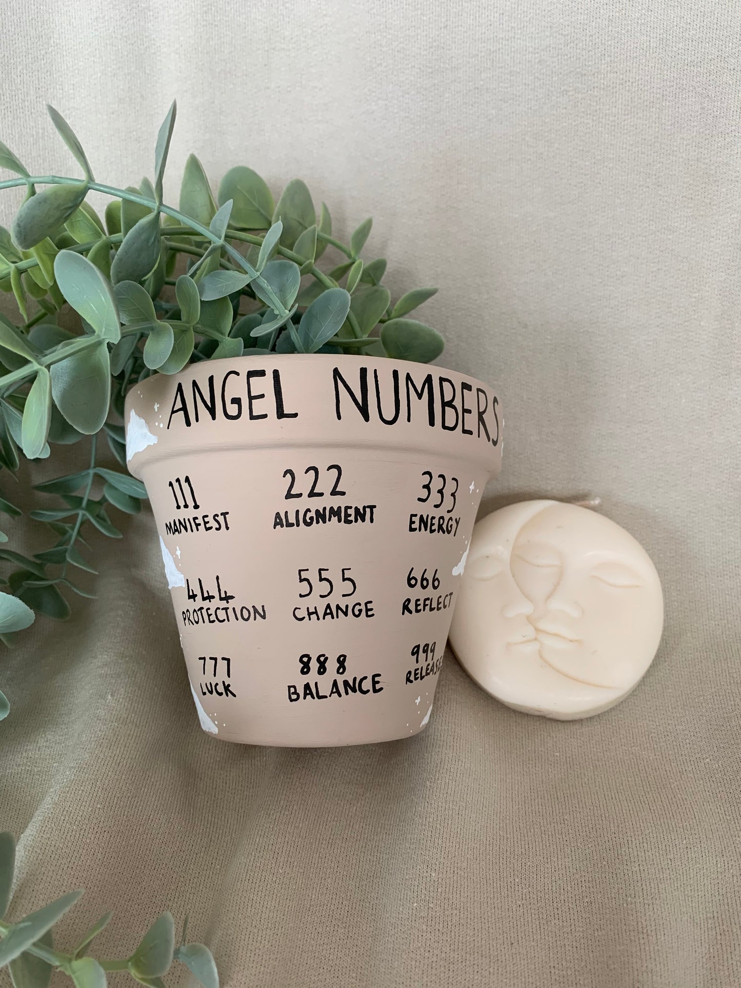 Hand Painted Angel Numbers Plant Pot Spiritual Universe Manifest