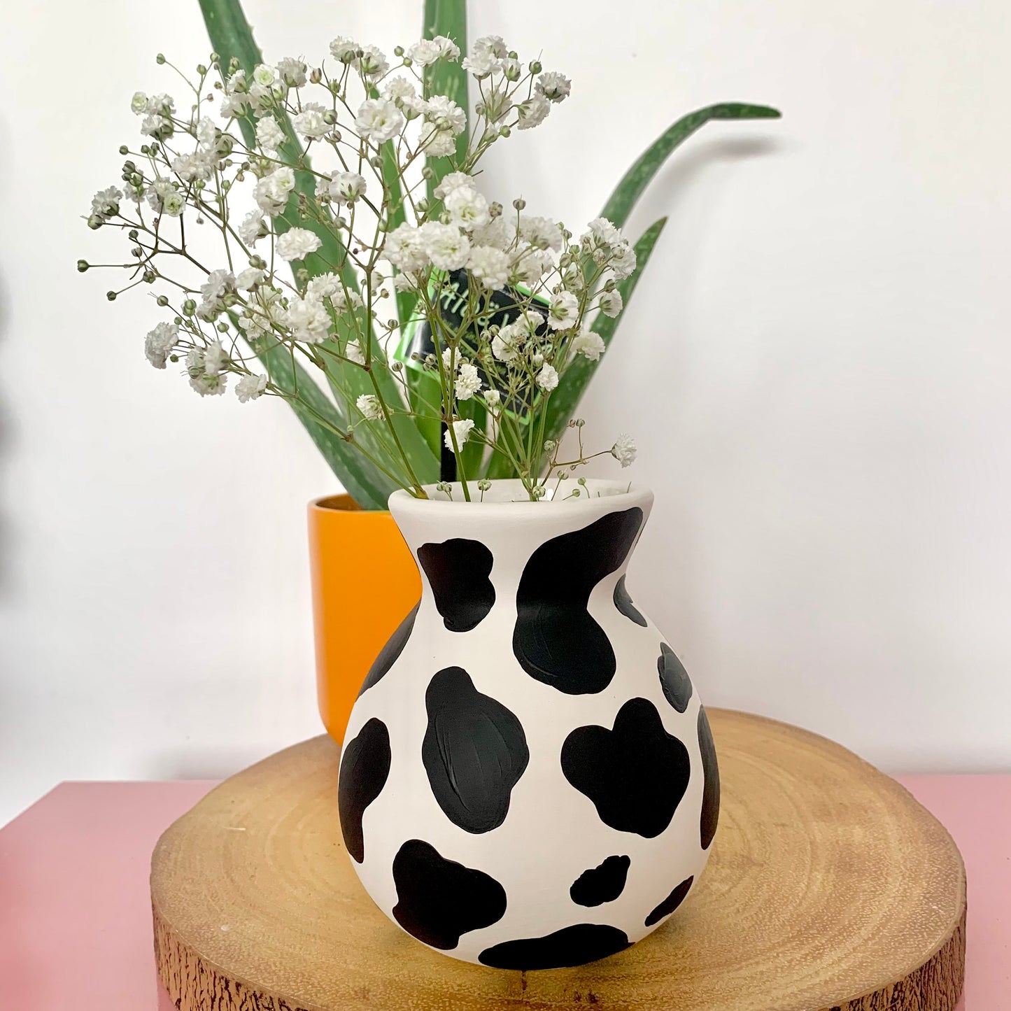 Hand Painted Cow Print Ceramic Vase Bubble