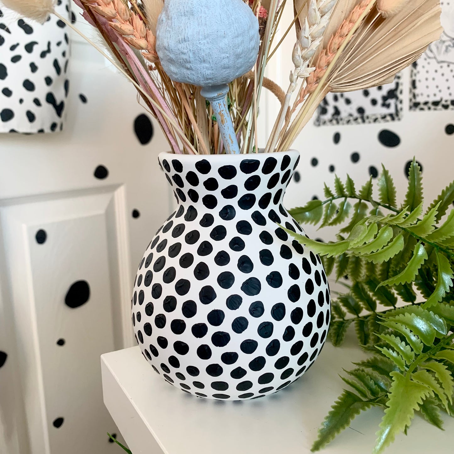 Hand Painted Dalmatian Print Ceramic Bubble Vase