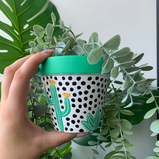 Hand Painted Spotty Cactus Plant Pot