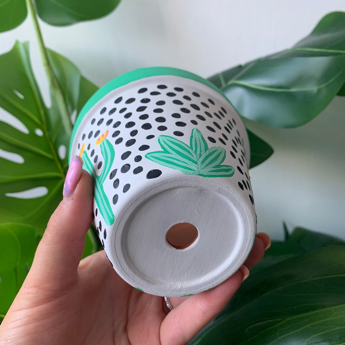 Hand Painted Spotty Cactus Plant Pot