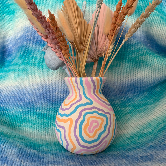 Hand Painted Pastel Swirl Ceramic Vase