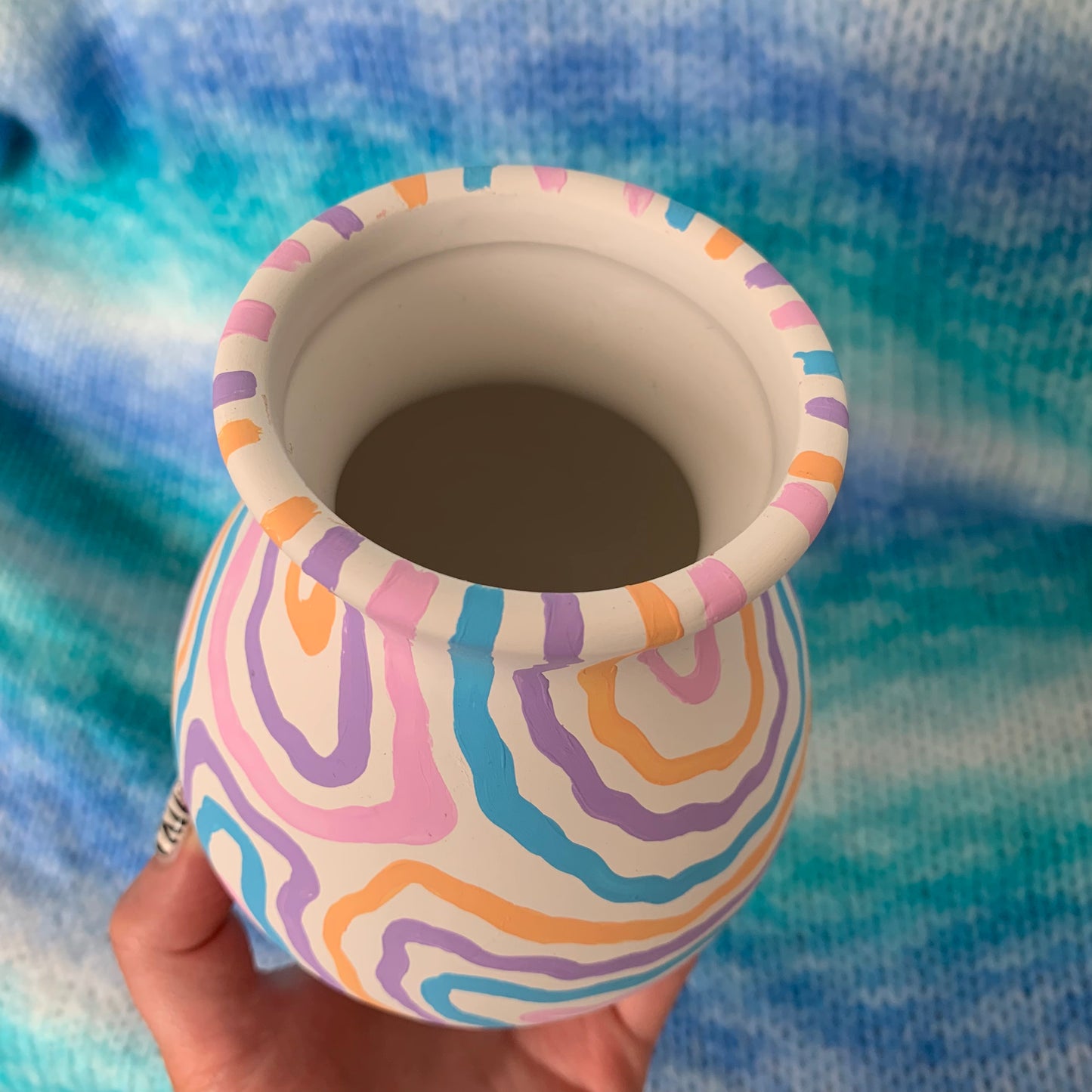 Hand Painted Pastel Swirl Ceramic Vase