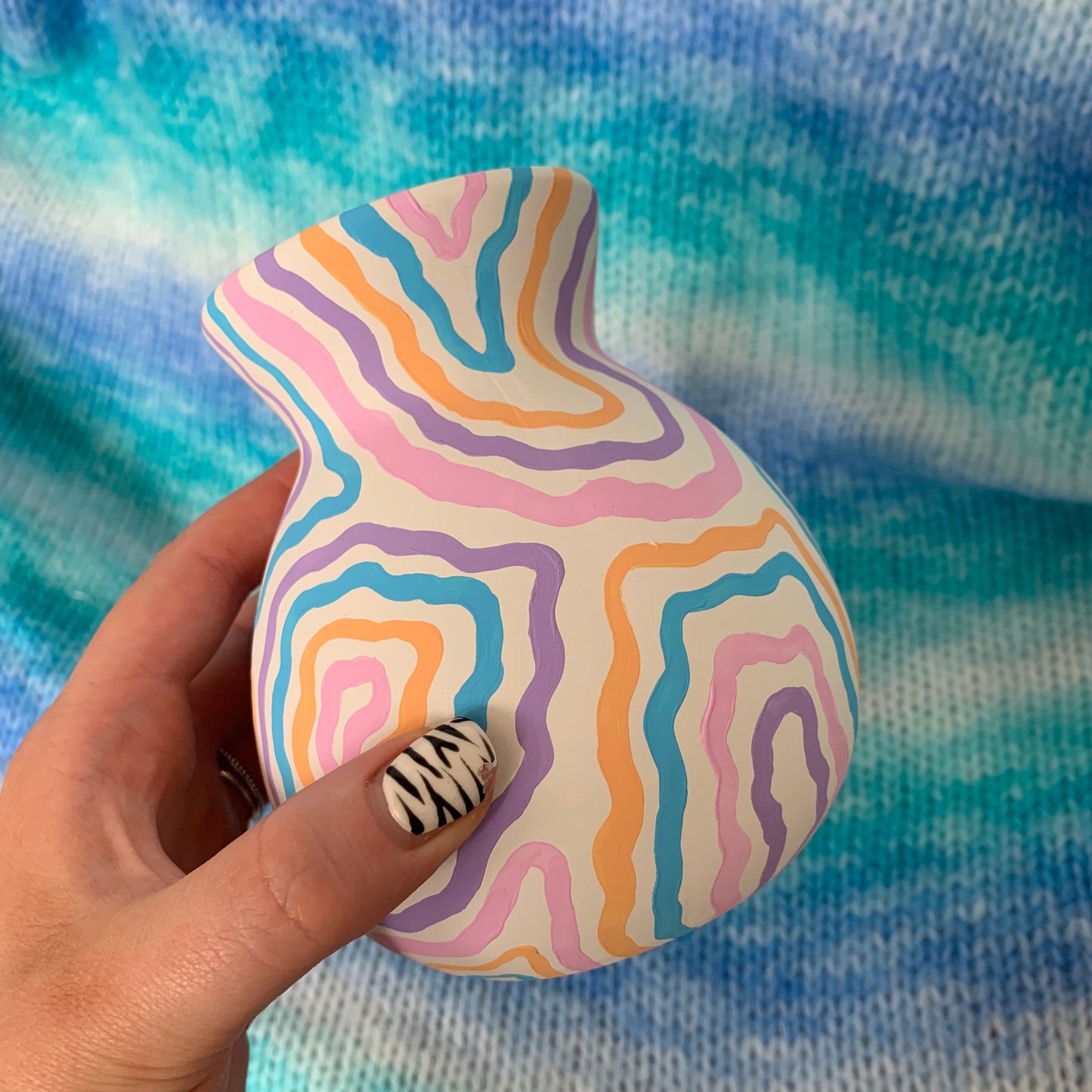 Hand Painted Pastel Swirl Ceramic Vase