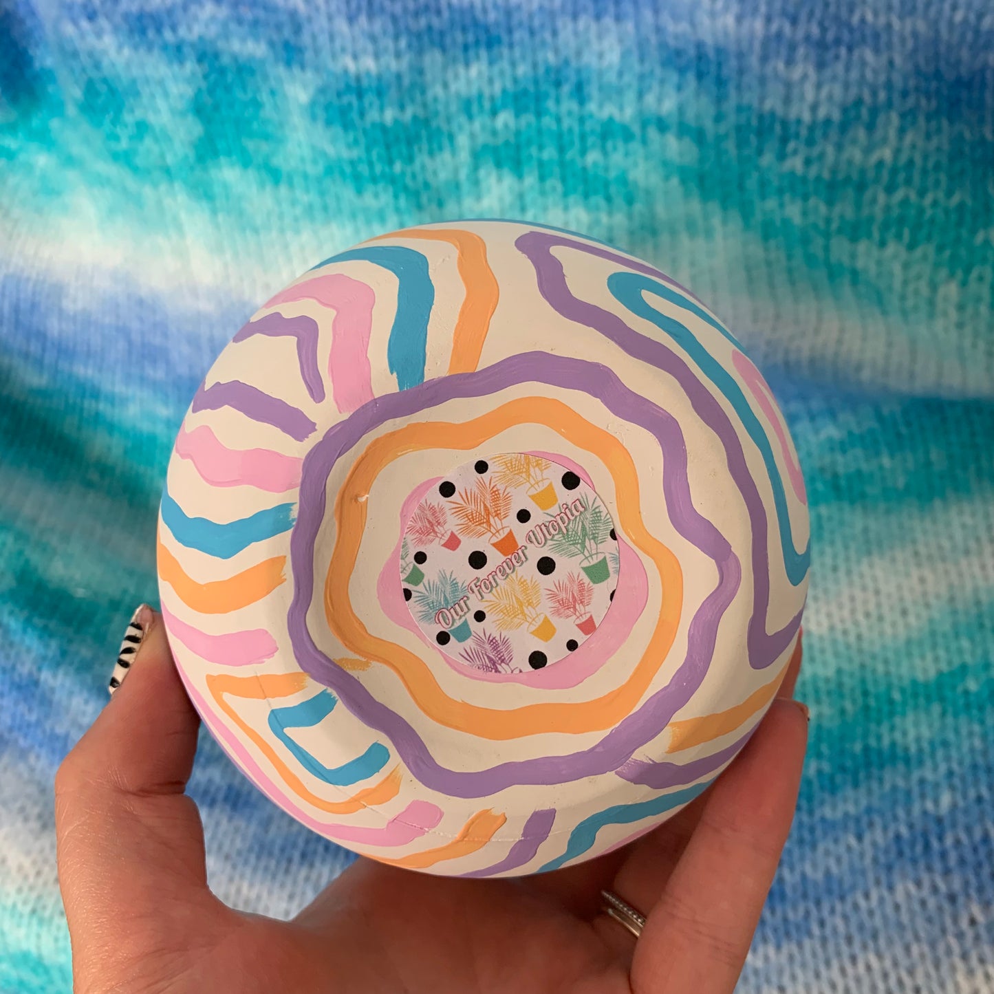 Hand Painted Pastel Swirl Ceramic Vase