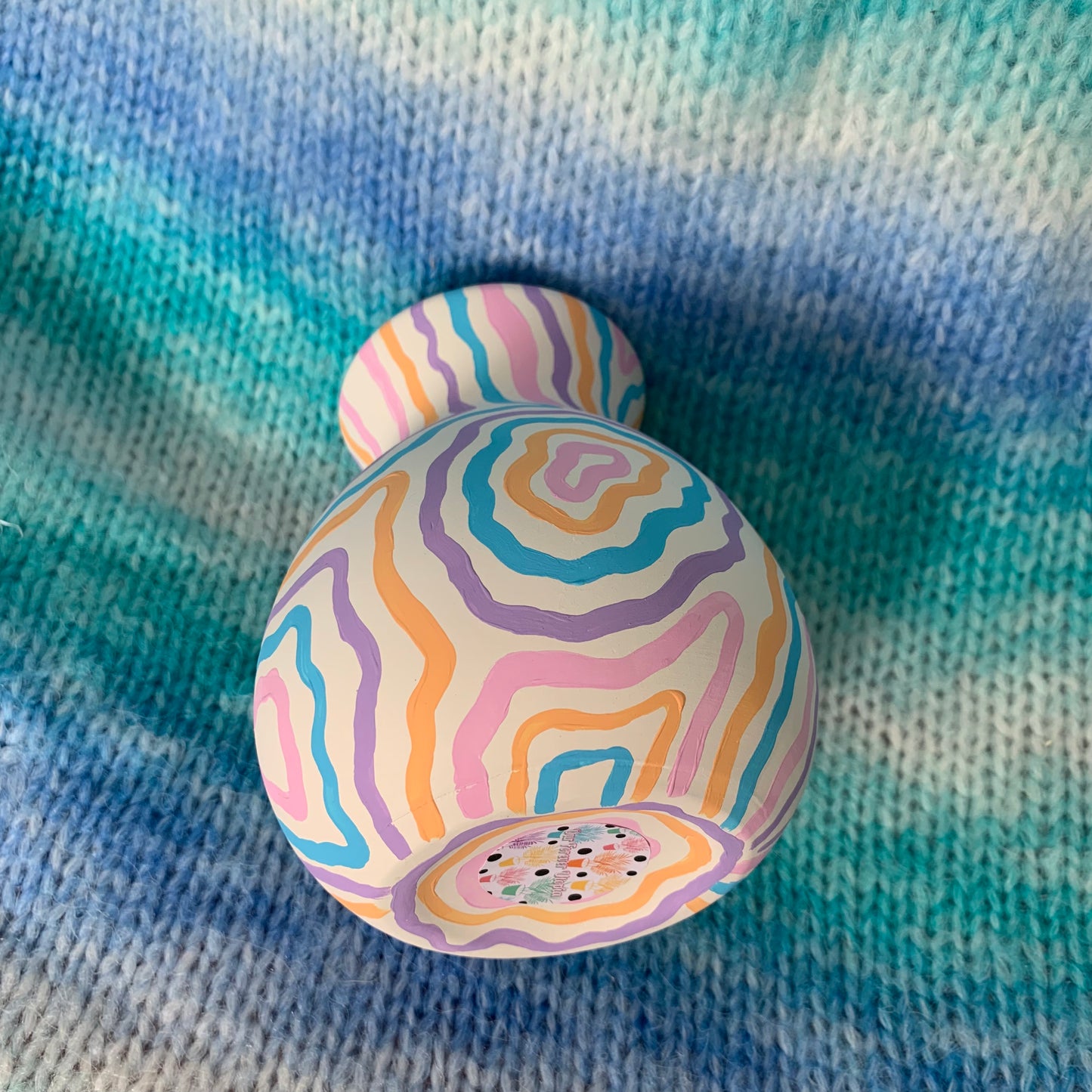 Hand Painted Pastel Swirl Ceramic Vase